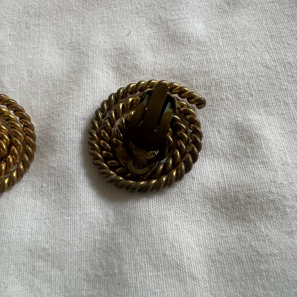 RARE-Vintage Eduard Rambaud Gold Spiral Earrings - Picture 2 of 5